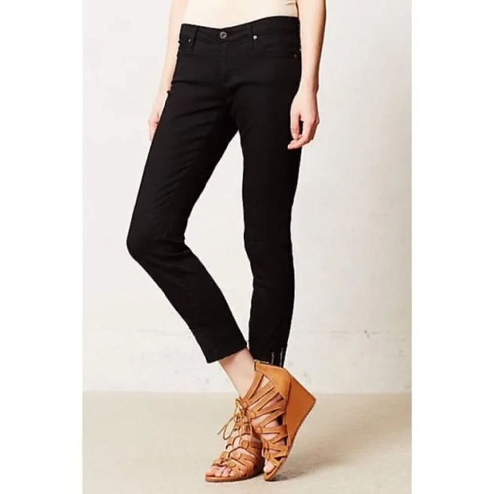 AG Adriano Goldschmied The Stevie Cuff Ankle Straight Petite Dark Wash Jeans